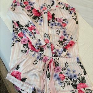 Victoria's Secret Pink and Purple Floral Pajama Top and pants